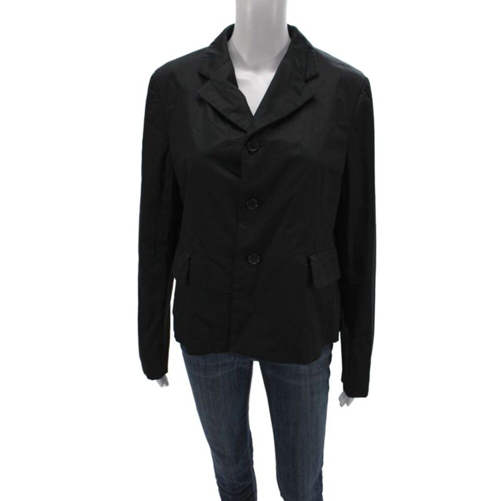 Comme Des Garcons Womens Black Basic Jacket Button Cotton Minimalist Size L